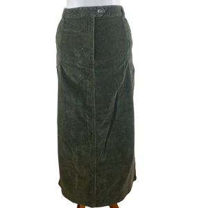 Y2K Butterfly Green Corduroy Stretch Cotton Maxi Skirt Size 20W